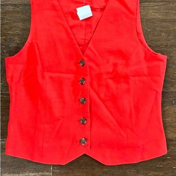 J.Crew-Button-front linen-blend vest, red size 6-NWT - Picture 14 of 15